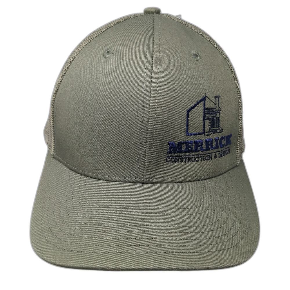 Richardson Trucker Hat Green OSFM Snapback Mesh Merrick Construction Logo 112
